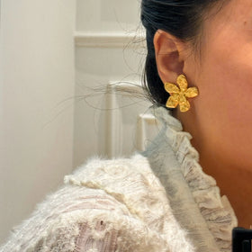 2024 Dazan Winter 18k Gold Plated Unique Hypoallergenic Stainless Steel Rococo Lava Flower Bouquet Earrings Valentine s Day Gift