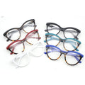 Ladies' Popular Cat Eye Optical Eyeglasses Frames Blue Plastic with Spring Hinge in Black White Green Brown Colors