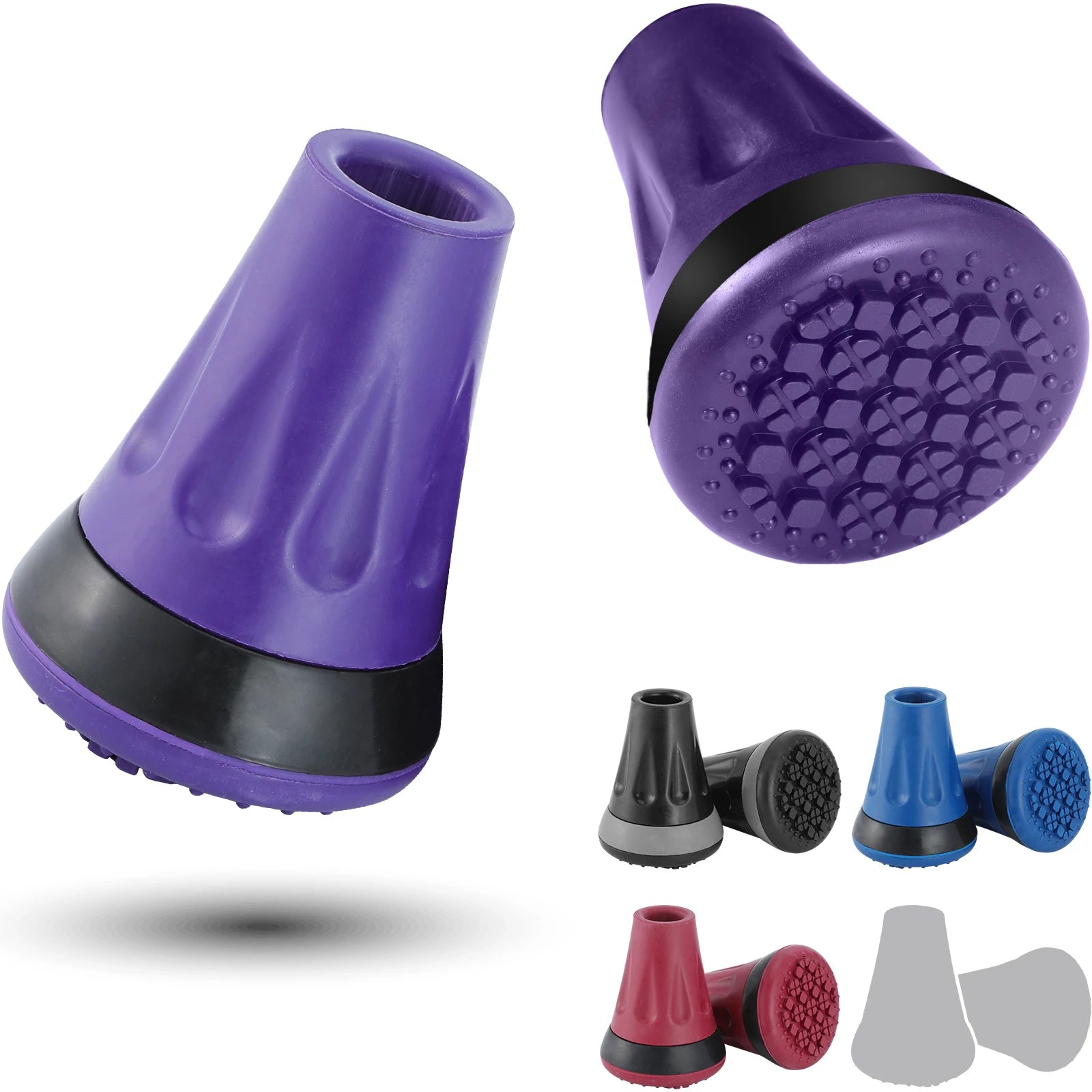 Rehand Class I Walking Cane Tip Anti-skid Shock Absorption Rubber Accessories 58x76x19mm Multi-color