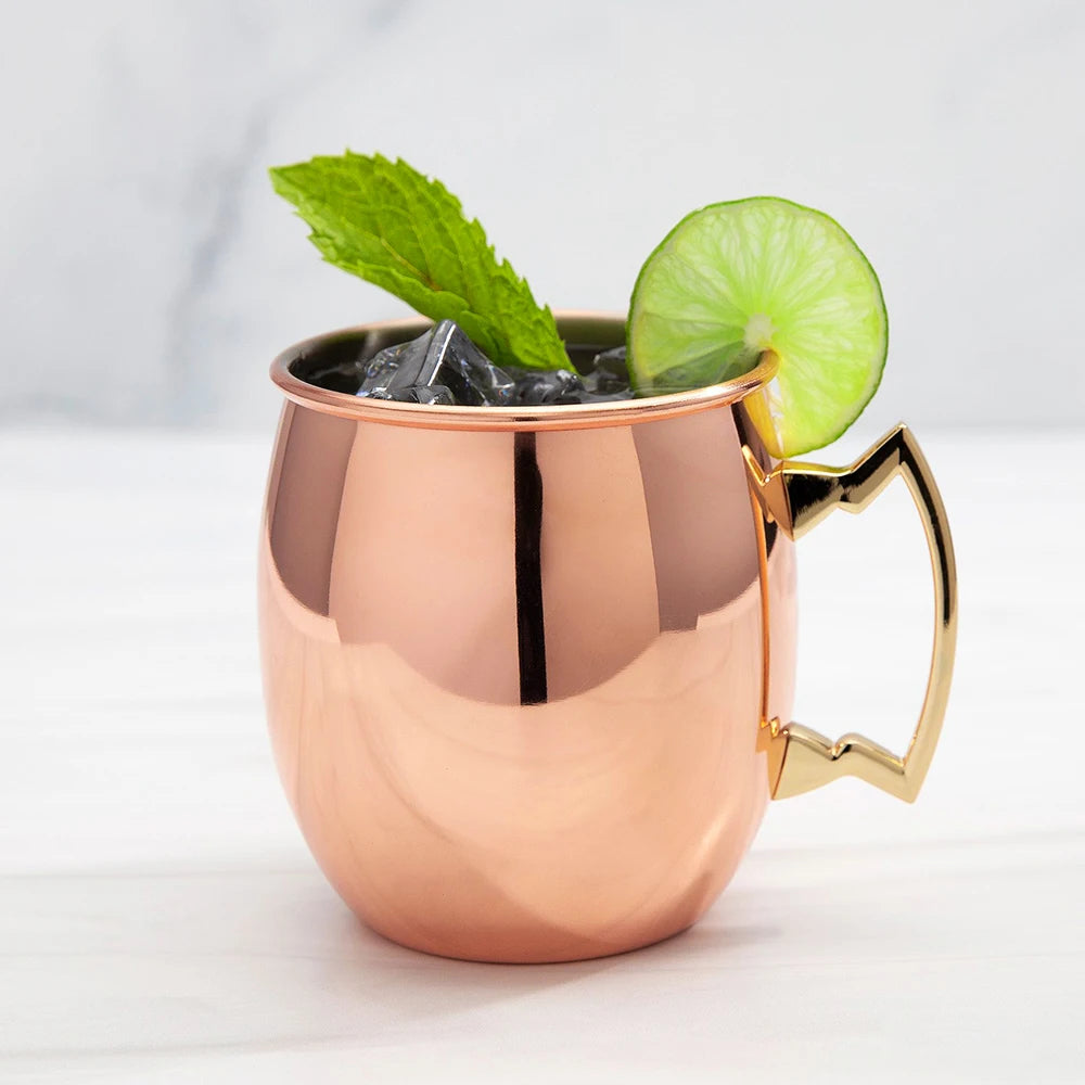 Wholesale 550ml Copper Plated 304 Stainless Steel Wine Glass Custom Logo Barware Drinking Cups Moscow Mule Mug