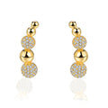 18K Gold Plated Brass Stud Earrings Geometric Zircon Design Micro Insert Technology-Trendy Wedding Party Gift Jewelry for Women