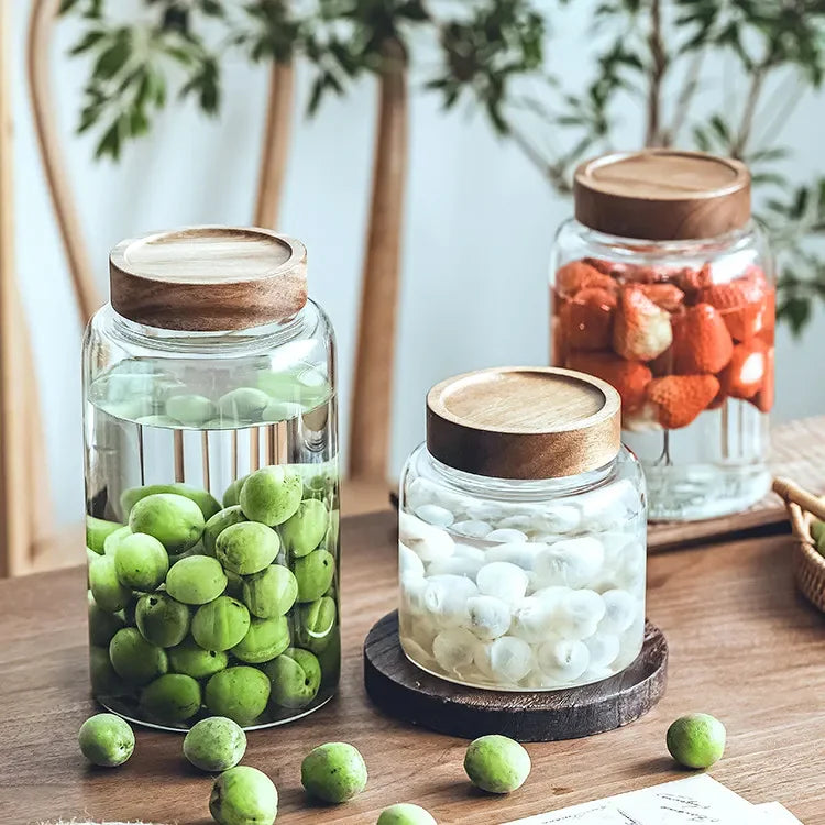 Big Capacity Glass Kitchen Jar With Lid High Borosilicate Glass Food Jar With Household Custom Storage Jar
