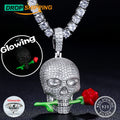 Dropshipping Gothic Jewelry 925 Sterling Silver VVS Moissanite Glow in the Dark Iced Out Rose Knight Pendant
