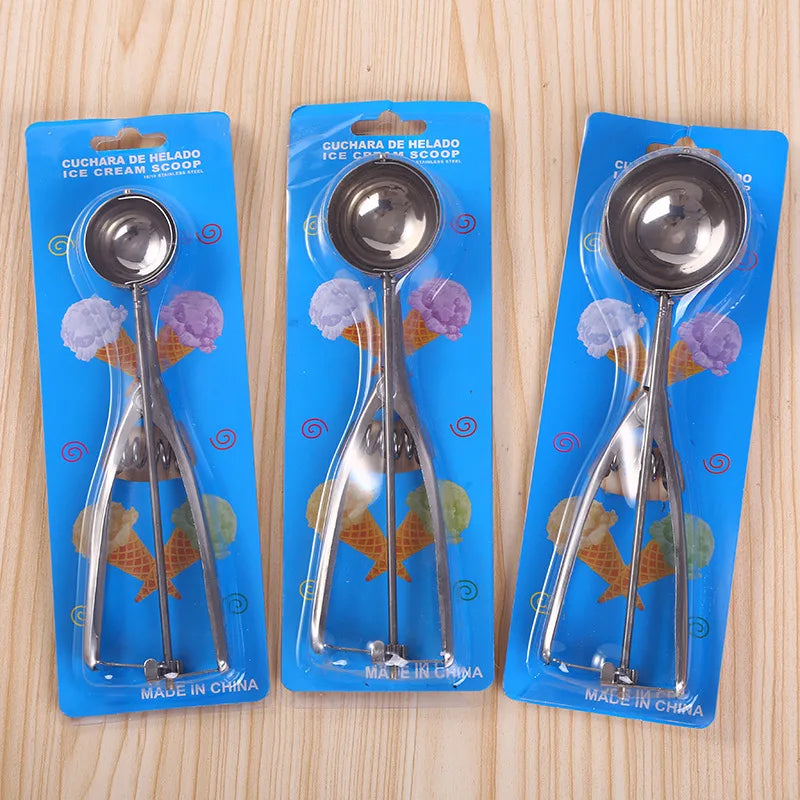 201 Stainless Steel Spring Chef Ice Cream Scoop Digger Spade Ball Maker with Non-Slip Handle for Cookie and Fruit Serving