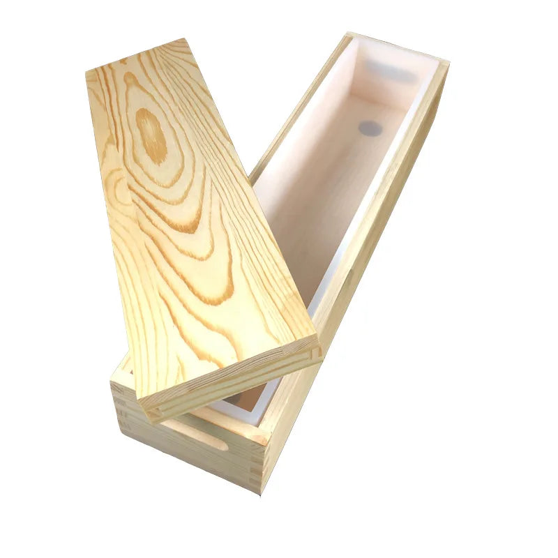 Homemade DIY Soap Making Supplies 5 Pound Extra Large 2200ml Rectangle Silicone Soap Loaf Mold With Wooden Base and Lid