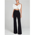 A9692 2024 New Fashion Trendy Bow Patchwork Bustier Top and Long Pant Set Party Club Women Suit