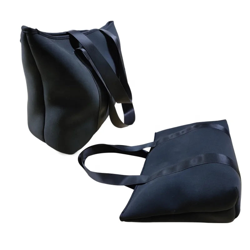 Summer Hot Selling High Quality Factory Promotion Price Black Custom Solid Color Girls Women Beach Tote Bag Zipper Shoulder Bag
