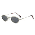 XY40067 Small Oval Metal Frame Sun Glasses 90S Shiny Rhinestone Sunglasses for Women