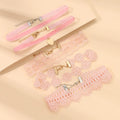 5pcs/set Fashion Creative Pink Lace Velvet String Girl Pink Women Awareness Pendant Choker Necklace Jewelry