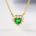 Gem Stone Jewelry 18k Real Gold Online Shop Natural Tsavorite Diamond Heart Shape Necklace Women