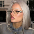 2024 Luxury Shades Uv400 Fashion Punk Diamond Oval Sunglasses Women High Quality Custom logo Lunette De Soleil