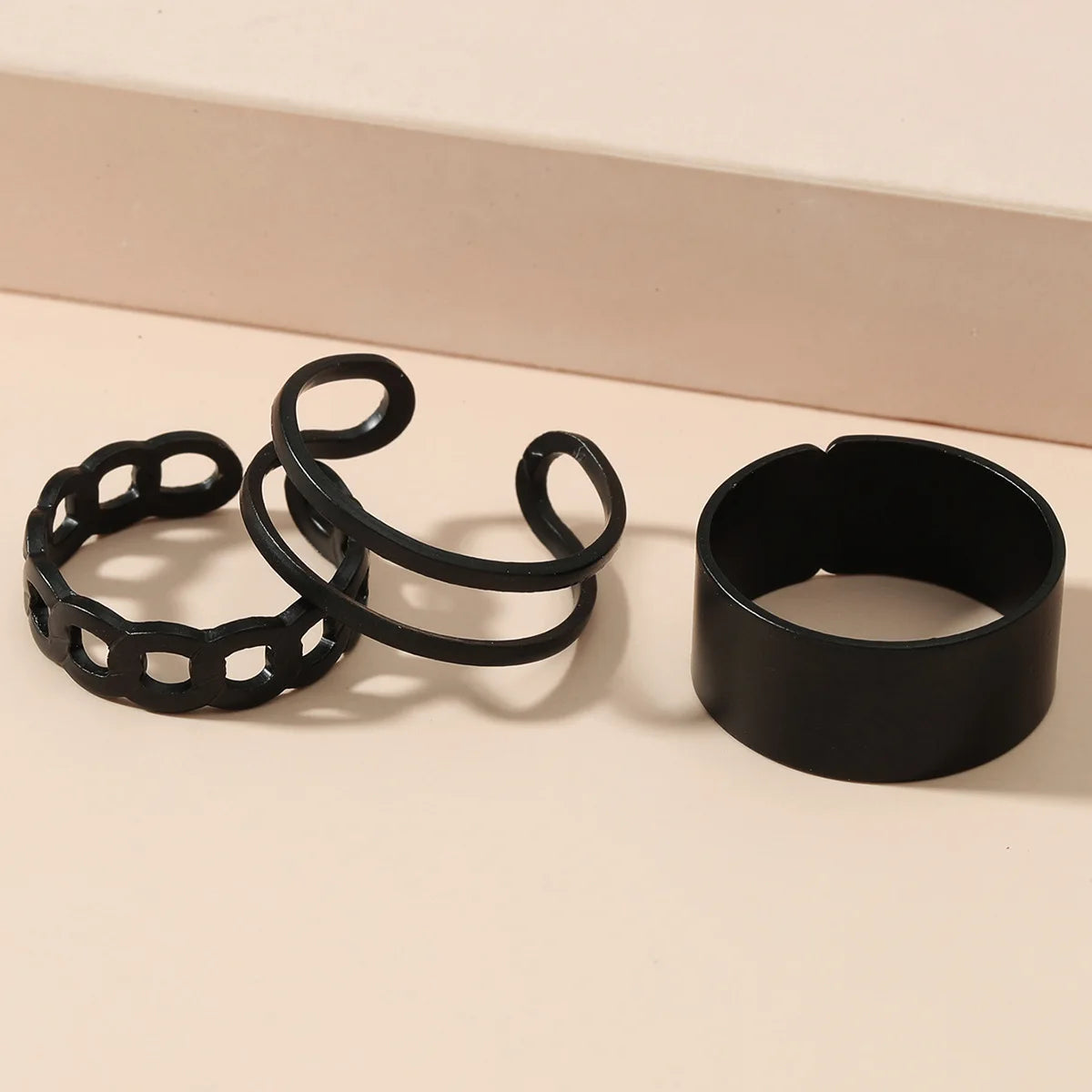 AA00951 Korean Personality Punk Style Open Ring Set 3pcs Set of Rings