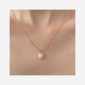 Dainty 14K Gold Plated Heart Opal Pendant Necklace 925 Sterling Silver Opal Diamond Necklace