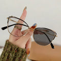 Fashionable Spectacle Cat Eye Metal Frame Photochromic Eyewear Double-color Anti-blue Light Optical Glasses for Women