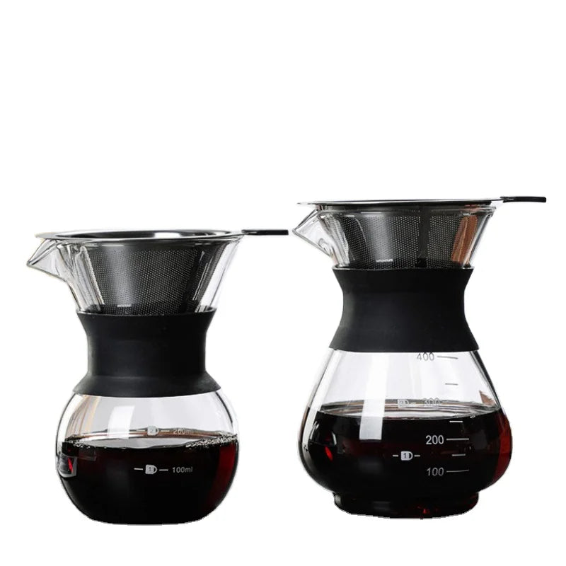 Factory Directly Borosilicate Glass Coffee Pot Pour Over Coffee Maker with Rubber Sleeve BPA Free Lead Free Handmade