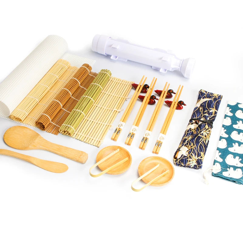 16pcs-set Sushi Tray Natural Sushi DIY Making Kit Tools with Bazooka
