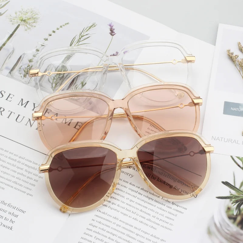 Newest Fashion Trend Simple Design Custom Made Transparent Oversized Round Frame Glasses for Men Women