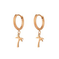 Ocean Jewelry Stainless Steel Aloha Coconut Palm Tree Drop Earrings Trendy Hoop Design Great Gift Idea for Beach Girls