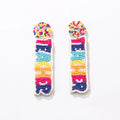 Pastel Rainbow Pencil Beaded Drop Earrings for Women Teacher & Artist Gift Back to School Jewelry for Elementary Teachers