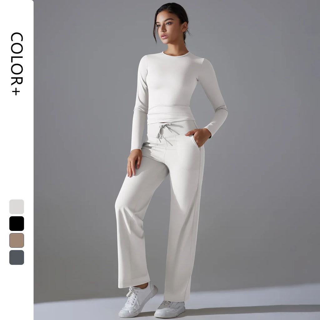 Long Sleeve Two Pieces Yoga Set HighQuality Drop Shipping Yoga Top for Women Fitness Long Leggings Sets
