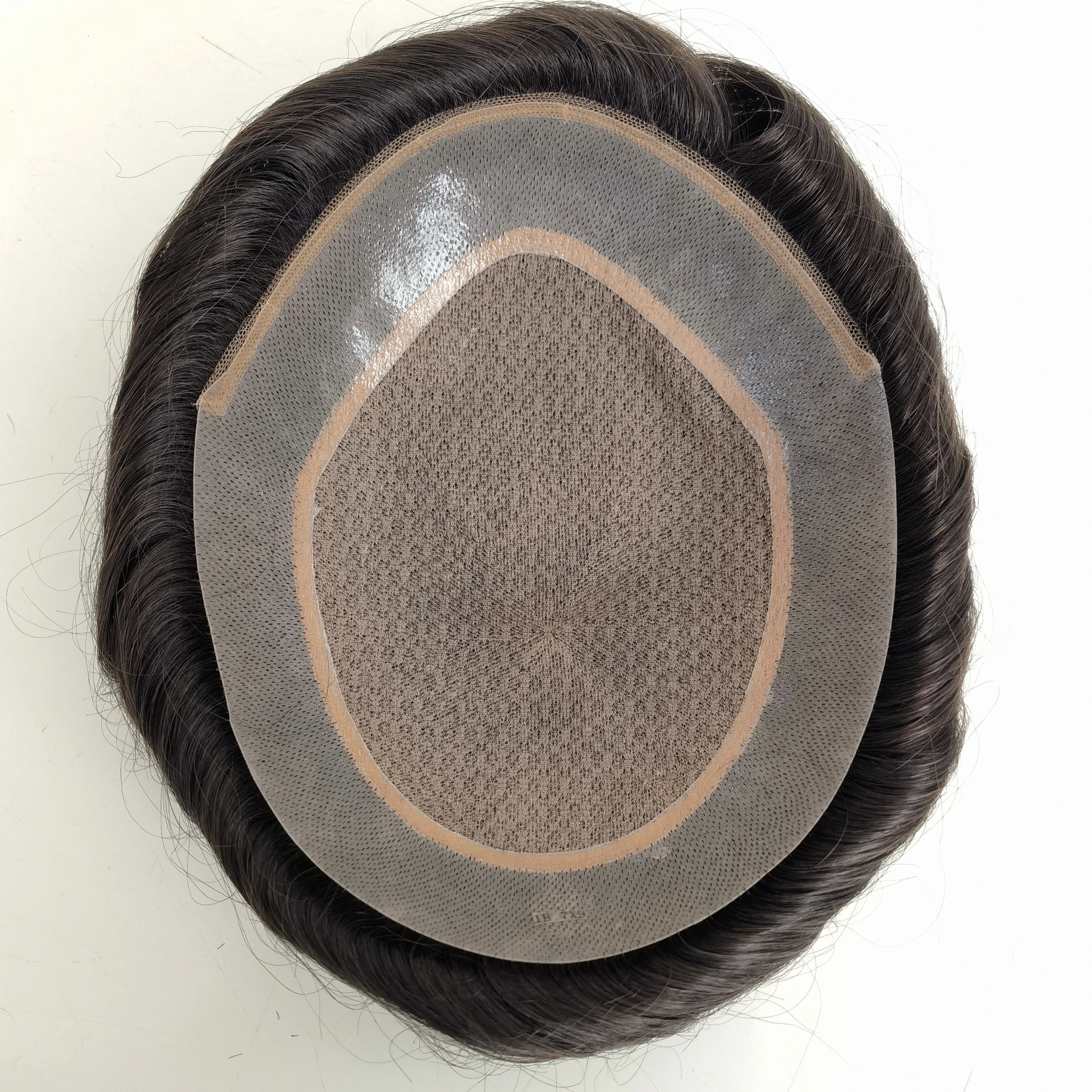 Silk Top Pu Skin Around Natural Human Hair Hidden Knots Base Men Toupee Hair Piece With Ready for Delivery