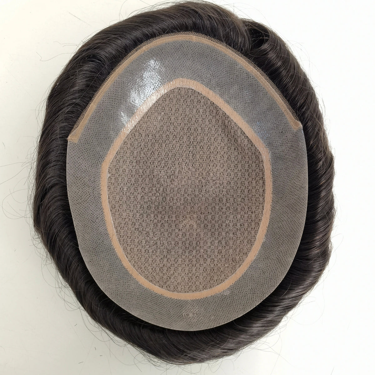 Silk Top Pu Skin Around Natural Human Hair Hidden Knots Base Men Toupee Hair Piece With Ready for Delivery