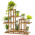 Customized Tier Bamboo Plant Stand Multi Wood Shelves Flower Display Plant Stand