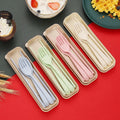 3pcs/set Eco Friendly Wheat Straw Modern Minimalist Back to School Outdoor Portable Flatware Set Fork Spoon Chopsticks