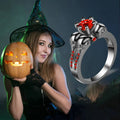 Hot Sale Personality Gothic Black Skull Rings Punk Vintage Ruby Aaa Zircon Rings for Women Fashion Anti Tarnish Jewelry