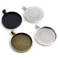 30mm Inner Size Antique Silver Plated 3 Colors Classic Style Cabochon Base Setting Charms Pendant Blank Bezel Trays