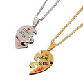 Creative Stainless Steel Broken Heart Sister Friendship Pendant Necklace