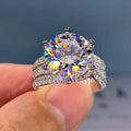 Wish Hot Selling New Classic 6-Claw Luxury Group Diamond Ring Full of Diamonds European and American Popular Jewelry Wholesale