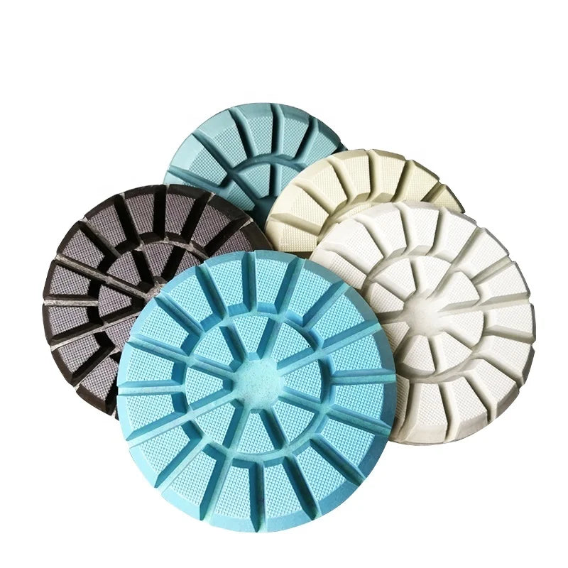 4 Inch 10.0mm Hybrid Resin Pads Concrete Floor Polishing OEM Customizable White Multi-Grit TRUE SHINE (Model JXSM1911B)