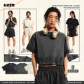 Summer Round Neck Short Sleeve Shirt Crop Top Custom Cropped Vintage Washed Distressed Women T-shirt