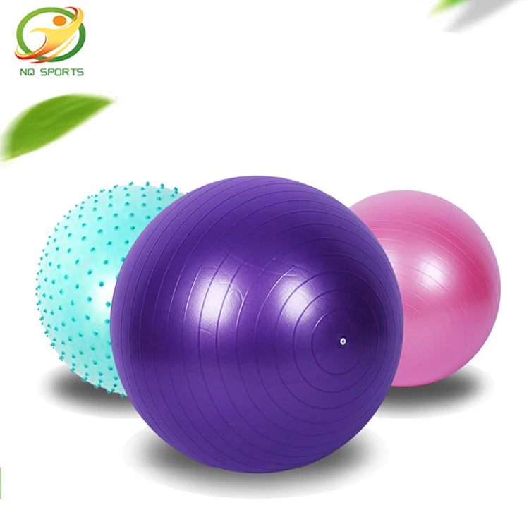 NQ SPORTS Yoga Balance Ball  Eco-friendly PVC Custom Printed Color Yoga Ball 55cm 65cm 75cm Exercise Ball With Logo