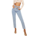 Custom Women's Summer Denim Pants Fashionable Vintage Style Regular Fit Breathable Cotton Light Wash Mid-Waist Customizable Logo