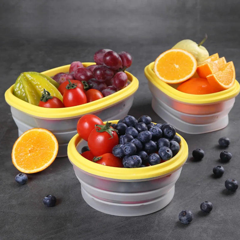 Wholesale BPA Free Collapsible Bowl Food Grade Silicone Foldable Food Storage Container Set Silicone Lunch Box