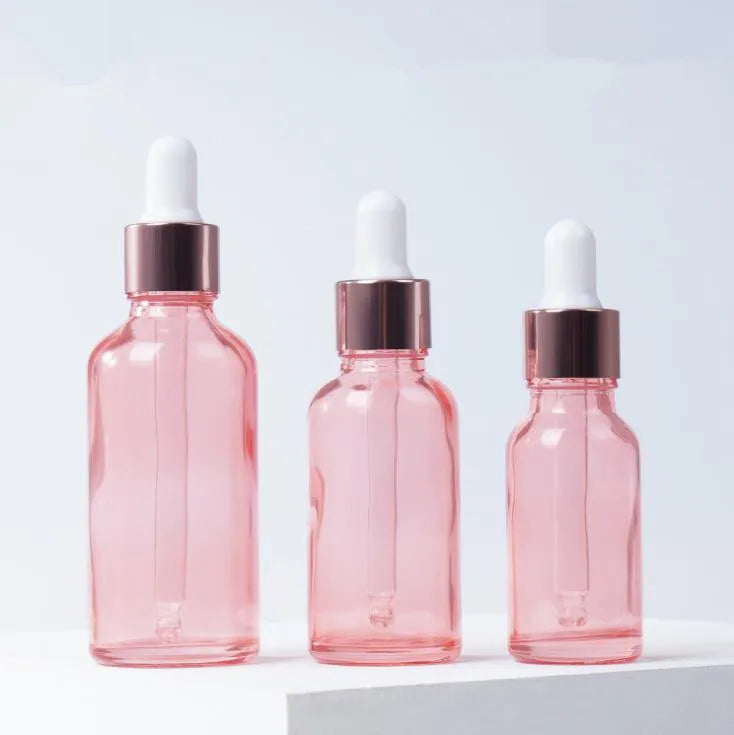 In Stock Hot Sales 20ml Rose Gold Glass Dropper Bottle With Rose Gold Dropper for Essential Oil/serum