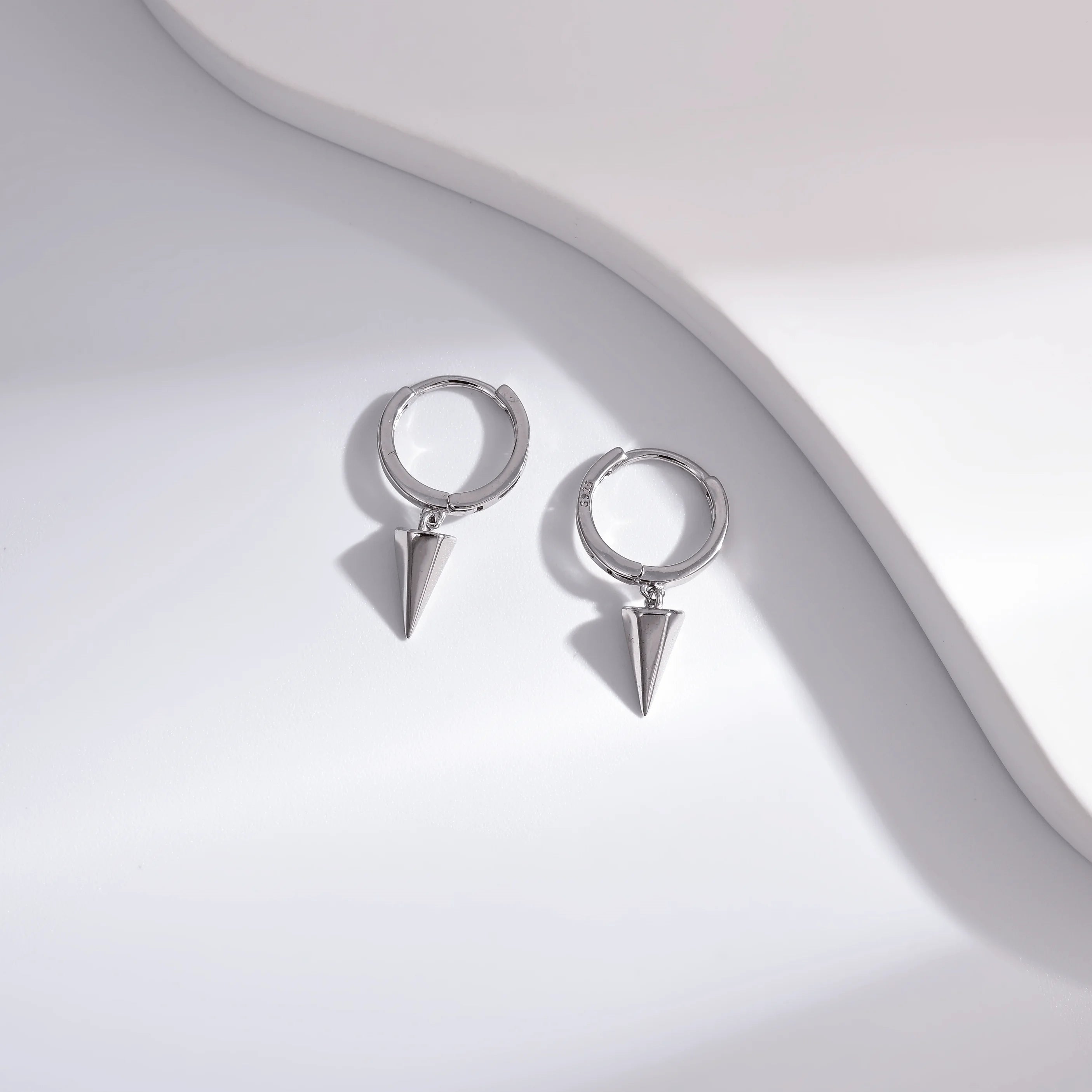 Wholesale Earrings Jewelry Rhodium Plated Punk Spike Drop Earring 925 Sterling Silver Fine Jewelry Earrings