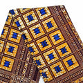 Hot Selling 100% Cotton Woven Organza African Batik Fabric Gold Sand Golden Prints 6 Yards Garment Material Outdoor