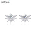 LUOTEEMI Zircon New Earing Cubic Zirconia Small Summer Elegant Hot Sale Tiny Simple Flower Stud Earring