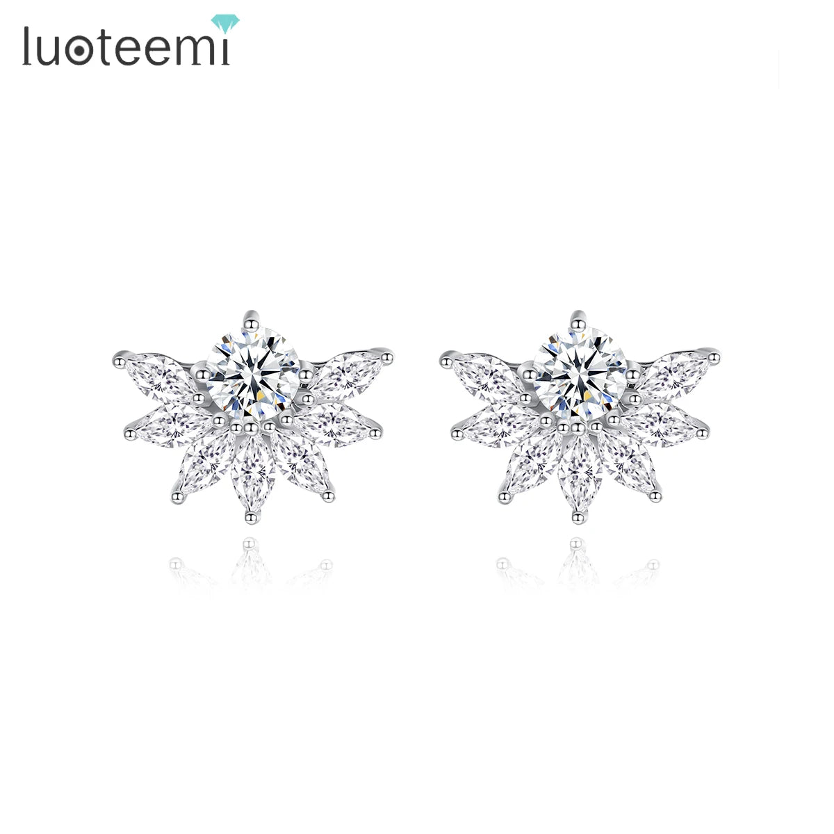 LUOTEEMI Zircon New Earing Cubic Zirconia Small Summer Elegant Hot Sale Tiny Simple Flower Stud Earring