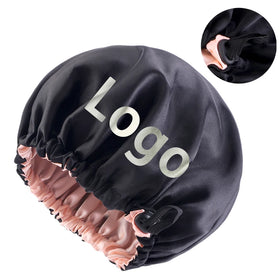 Wholesale Custom Logo Hair Accessories Softy Adjustable Hair Bonnet Elastic Band Reversible Double-Layer Satin Bonnets for Women