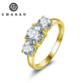 1.0 Carat Moissanite Ring Certified 10K Pure Gold Round Cut Three Stone Engagement Ring for Lovers' Romantic Dazzling Gift