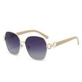 Vintage Female Sunglasses with Butterfly Gradient Square Design Retro Double Ring High Metal Black UV400 Protection Sunglasses