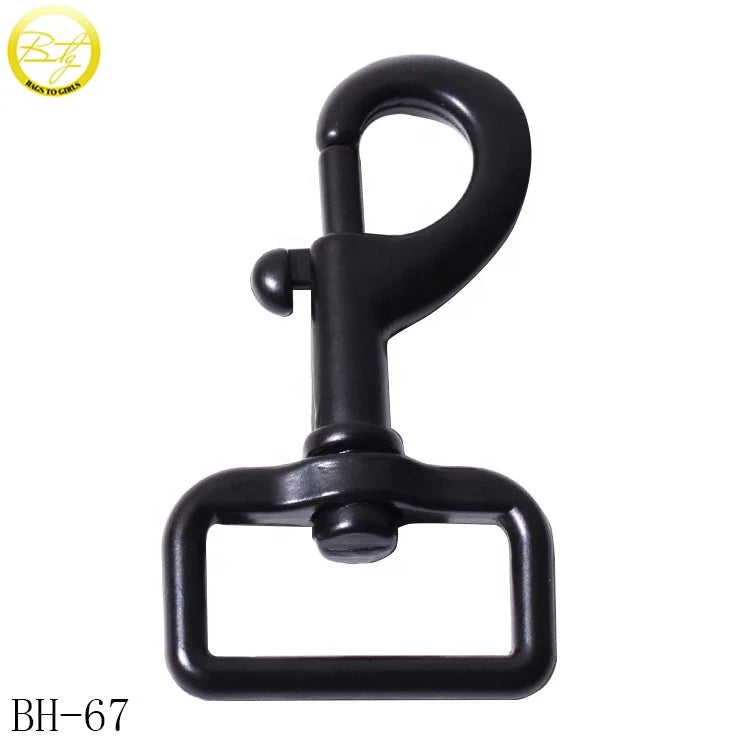 Good Quality Wholesale Safety Bag Carabiner Decorative Black Dog Collar Straps Alloy Adjustable Metal Snap Hook