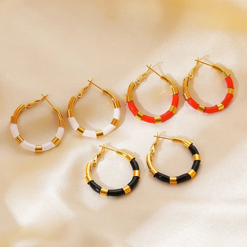 Jewelry for Women Fashion Stainless Steel Hoop Earrings 18K Gold Plating Cute Geometric Trendy for Weddings Parties Gift