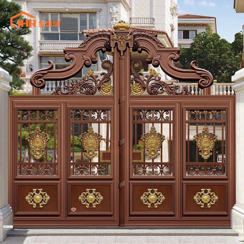 JHR Latest Main Gate Designs Villas Sliding Gates Luxury Modern Metal Main Gate for Courtyard