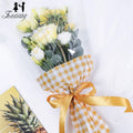 Zex Wrap New Design 30Pcs/Bag  Plaid Printing Plastic Waterproof Flower Sleeve for Bouquet