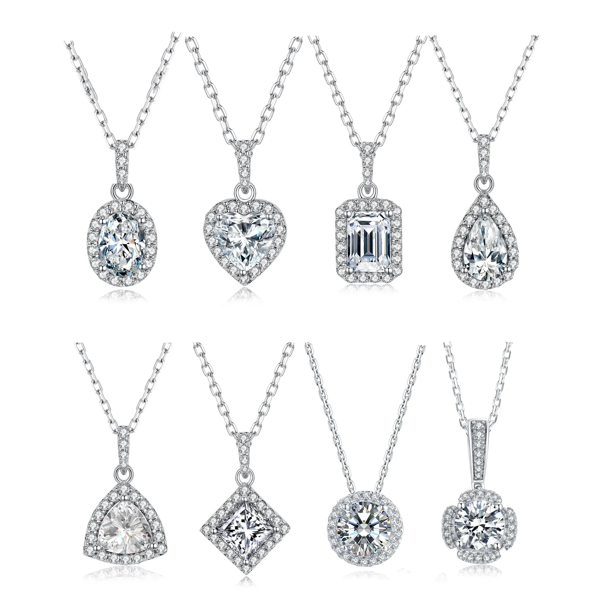 Luxury Fine Jewelry Women Custom 925 Sterling Silver Heart Moissanite Pendant Necklaces